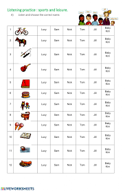 leisure activities listening worksheet
