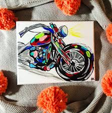 Motorcycle Artwork Painting Abstract Art Harley Davidson Art Ariel Medium A Motorcycle Painting Acrylic Harley Davidson Painting Acrylic Painting Canvas