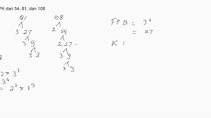 Kpk dari 24, 36, dan 48 adalah = 2 x 2 x 2 x 2 x 3 x 3 = 144. Fpb Dan Kpk Dari 54 81 Dan 108 Youtube