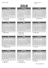 2018 Yearly Business Calendar With Week Number Free Calendar Template Business Calendar Calendar With Week Numbers