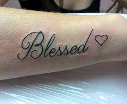 See more ideas about tattoos, body art tattoos, blessed tattoos. Black Simple Blessed With Heart Tattoo On Forearm