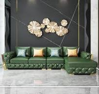 Conjunto de Sofá de Luxo Moderno em Couro Italiano com Estrutura de Madeira  Sólida para Sala de Estar, Sofá em Forma de I