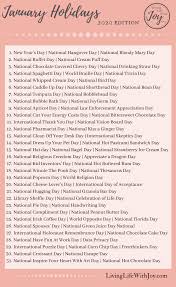 2020 Fun National Holidays Living Life With Joy In 2020 National Holiday Calendar Silly Holidays National Holidays