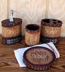 We carry a wide variety of rustic bathroom decorations and pendleton bath towels to make your western bathroom look great. Western Bathroom Vanity Set Horse Cabin Place