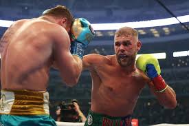 Canelo alvarez and billy joe saunders face off during the weigh in + alvarez's wbc and wba super middleweight titles and saunders' wbo super middleweight. Rppbgjikzysim