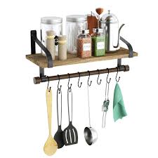 Corner shelf,corner shelves,wall shelves,rustic shelf,wooden shelf,hanging shelves,vertical set of 2 recycled wood and metal shelves. Mua Love Kankei Kitchen Shelf Kitchen Shelf Pan Holder Wall Organiser Kitchen Utensils Spice Rack Solid Wood Metal Vintage With Wooden Board 8 Removable Hooks For Kitchen Bathroom Hallway Etc Tren Amazon Ä'á»©c
