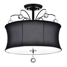 The home mender, dustin luby, shows us how to install a light fixture on the ceiling. 4 Light Black Fabric Drum Shade Semi Flush Mount Chandelier With Crystals Edvivi Lighting