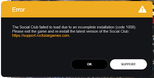 But if the prevailing technical reasons, you need to download the latest version of rockstar games social club, link to it posted below. Another Rockstar Launcher Issue Social Club Failed To Load Due To An Incomplete Installation Code 1008 Rockstar