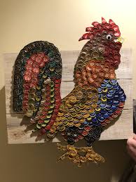 Barnyard Rooster Bottle Cap Art Bottle Cap Art Beer Cap Crafts Bottle Cap Crafts