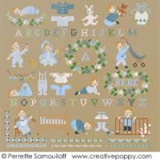 American christmas ornament cross stitch. Perrette Samouiloff Teddies And Toddlers Collection For Baby Boys