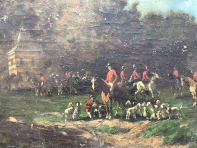 19th CENTURY - BRITISH FOX HUNTING WITH DOGS & HORSES - ANTIQUE OIL ON CANVAS | eBay