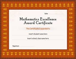 Mathematics Excellence Award Certificate Award Certificates Excellence Award Certificate Templates
