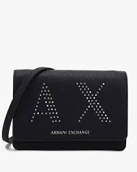 Emporio armani clutch bag pouch saffiano panel logo print padded zipped. Buy Black Handbags For Women By Armani Exchange Online Ajio Com