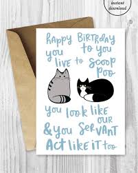 Funny Birthday Song Card From The Cats Printable Funny Happy Etsy In 2021 Happy Birthday Cat Cat Birthday Card Funny Happy Birthday Poems