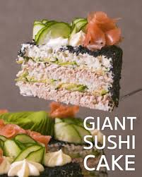 Giant Sushi Cake Video Sushi Recipes Sushi Recipes Homemade Sushi Cake