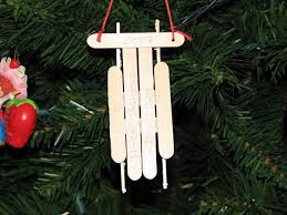 Christmas Craft Handmade Sled Ornament Out Of Popsicle Sticks Christmas Ornaments To Make Christmas Ornament Crafts Holiday Crafts