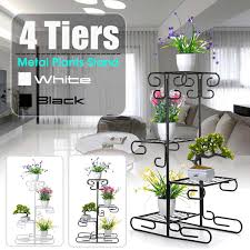 4 holder metal plant pot stand flower display shelf garden patio outdoor indoor. 4 Tier White Black Metal Plant Stand Display Shelf Holder Indoor Outdoor Plant Flower Pot Plant Holder Planters Display Rack Pot Trays Aliexpress
