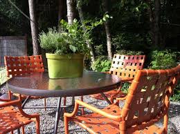 Patio Furniture After Picture Chairs Were White Metal And Green Lattice Table Is About 20 Years Backyard Patio Furniture Metal Patio Chairs Patio Furniture