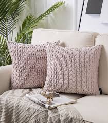 Phantoscope Quilted Velvet Braid Textured Pleated Decorative Throw Pillow 18 X 18 Light Pink 2 Pack Walmart Com In 2020 Light Pink Throw Pillows Throw Pillows Bedroom Throw Pillows Living Room