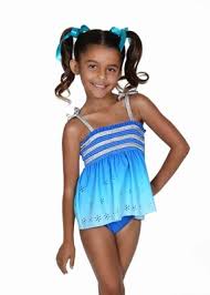 Hula Star Summer Breeze Blue Silver Smocked Tankini Swimsuit