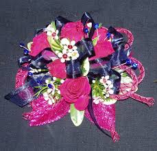 18cm diameter) $39.29 $ 39. Hot Pink Spray Roses With Waxflower And Navy Blue Ribbon With Hot Pink Tube Ribbon And Hot Pink Leaves Wrist Corsa Corsage Prom Prom Flowers Wrist Corsage Prom