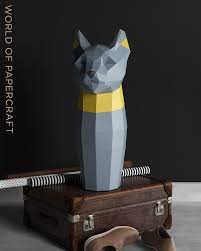 Papercraft Cat Gift Box For Wine Cat Pdf Templatediy Etsy Paper Crafts Paper Sculpture Cat Gifts