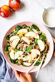 A great way to use up fall apples! Apple Salad With Raisins Walnuts Healthy Creamy Foolproof Living