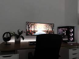 Clean Single Monitor Setup Living Room Gaming Setup Game Room Design Gaming Room Setup Bedrooms