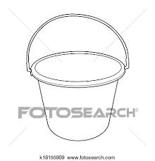 Bucket clipart black and white. Water Bucket Outline Vector Clip Art K18155909 Fotosearch