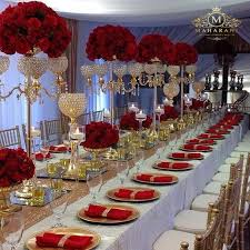 Red Roses Gold Crystal Indian Asian Wedding Table Decor In 2020 Quinceanera Decorations Quince Decorations Wedding Decorations