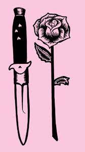 Pink Knife And Rose Tattoo Phone Wallpaper Free Digital Download Knife And Rose Tattoo Rose Tattoo Design Rose Tattoo