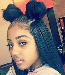 Half Up Half Down Two Buns Straight Hairstyles Human Hair Wigs Gorgeous Hair