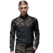 Lush Stylish Black Shirt Long Sleeve Slim Fit Non Iron Golden Lace Cv187hlo3hd Slim Fit Dress Shirts Mens Shirt Dress Fitted Dress Shirts