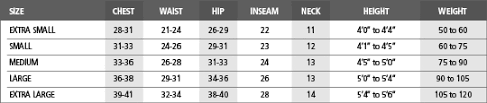 simpson youth racing suit size chart