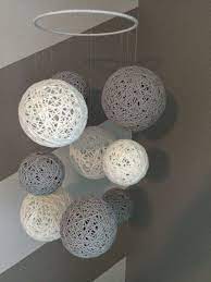 Yarn Ball Mobile In Gray And White Diy Room Decor Diy Decor Family Decor