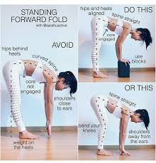 Exhale Forward Hinging At The Hips Bend The Knees Feel The Spine Stretching In Bend Exhale Hinging Hips Easy Yoga Workouts Yoga Help Yoga Postures