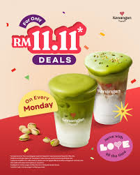 Kenangan - 💥 11.11 DEALS, every Monday! 💥 Your pistachio faves now only RM11.11 — creamy, nutty, and oh-so-irresistible! 💚 Kickstart your week with the perfect treat — because Mondays deserve a