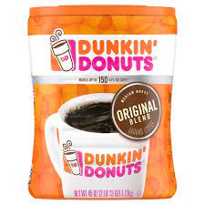 Well, dunkin' donuts' decaf coffee actually has about 74 mg of caffeine in a cup. Dunkin Donuts Original Blend 45 Oz Costco