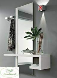 Mobile Ingresso Moderno Alba Specchio Consolle New Bianco Opaco 2 Appendini Ebay