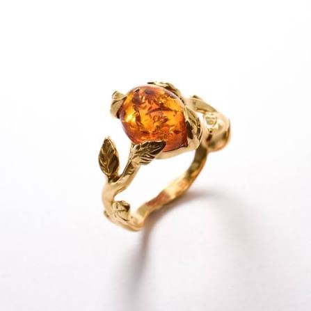 Gold Amber Ring – Natural Amber with 18k Gold Vermeil – Engagement Rin – Adina Stone Jewelry