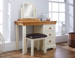 Dressing tables with mirrors and drawers. Farmhouse Country Oak Cream Painted Dressing Table Mirror Stool Set