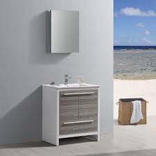 Browse a large selection of modern bathroom vanity designs, including single and double vanity options in a wide range of sizes, finishes and styles. Fvn8130ha Allier Rio 30 Inch Ash Gray Modern Bathroom Vanity With Sink Faucet And Medicine Cabinet Fvn8130ha