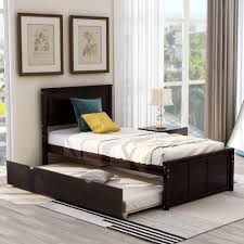 Our immediate family's upcoming trip led us to explore various bed options. Euroco Wood Twin Platform Bed With Headboard Trundle For Kids Espresso Walmart Com Walmart Com
