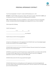 Personal Appearance Contract How To Draft A Personal Appearance Contract Download This Contract Between Talent And Sponso Contract Template Templates Person