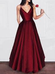 A Line V Neck Spaghetti Strap Burgundy Prom Dresses Long Formal Evening Ball Gowns Qb0338 Burgundy Prom Dress Long Burgundy Prom Dress Elegant Prom Dresses