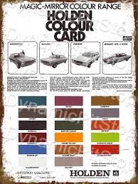 30x40cm Holden Hq Colour Chart Rustic Decal Or Tin Sign