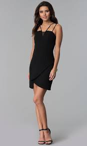Multi Strap Faux Wrap Black Short Party Dress Black Party Dresses Short Black Sheath Dress Dresses