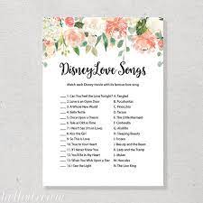 Floral Disney Love Songs Match Game Peach Bridal Shower Game Garden Wedding Shower Skuhdg23 By Hellodrea Wedding Games Bridal Shower Games Card Box Wedding