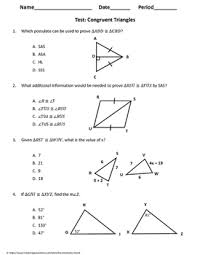 Determining whether two triangles are congruent and finding the reason. Geometry Test Congruent Triangles By My Math Universe Tpt