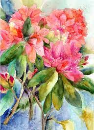 52 free watercolor brushes, patterns, vectors and psd files. Rhododendron Painting Original Watercolor Watercolor Etsy Spring Flower Art Floral Watercolor Flower Art